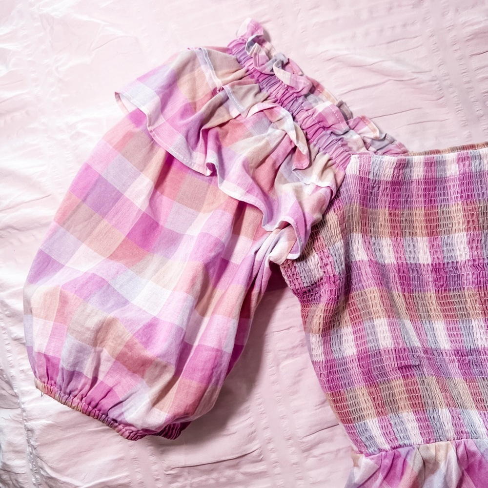 Plaid Purple Ruffled Top - Picture 2 of 3